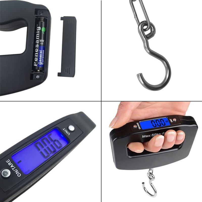AFUNTA 50Kg 10g Luggage Weight Scale, LCD Luggage Scale Travel Digital, Fish Scale, Home Electronic Portable Hanging Weight Hook Travel Luggage Scale - Image 4